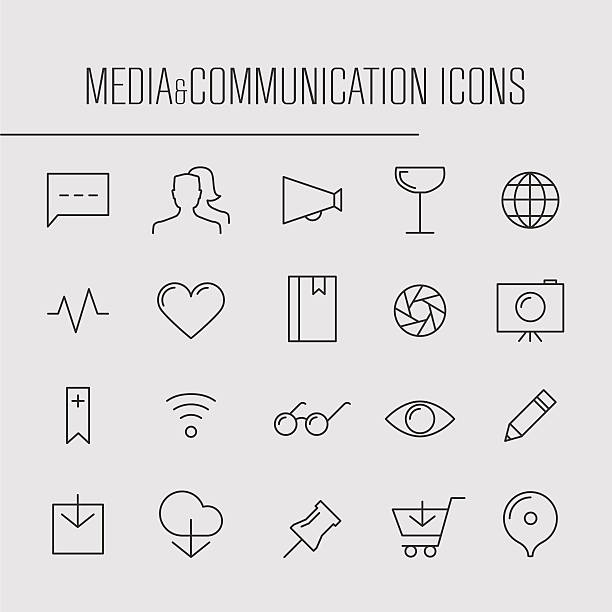 Media and communication thin line icons vector art illustration