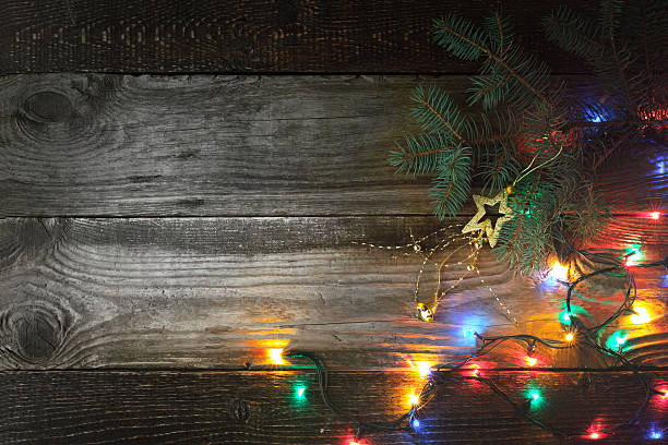 istock Christmas background with fir tree and festoon 496438672