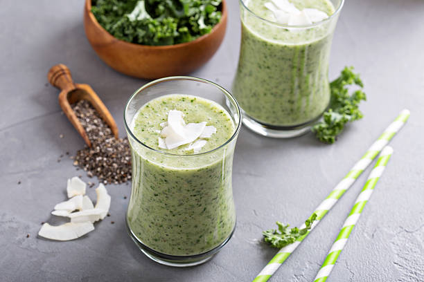 istock Green smoothie with banana, chia and kale 496438898