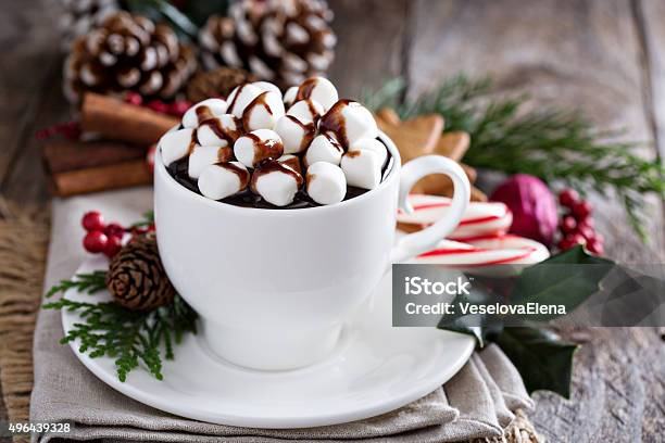 Christmas Hot Chocolate With Ornaments Stock Photo - Download Image Now - 2015, Backgrounds, Breakfast