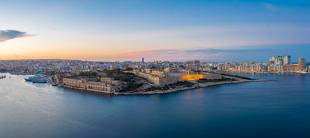 istock Panoramic view of Malta and Fort Manoel at blue hour 496439660