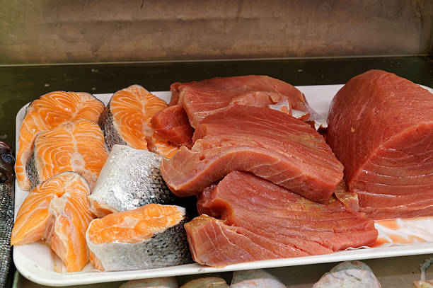 istock Fresh tuna, salmon of Mediterranean cooking 496439824