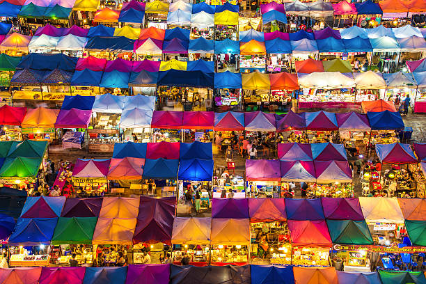 istock Train night market in Bangkok 496440186