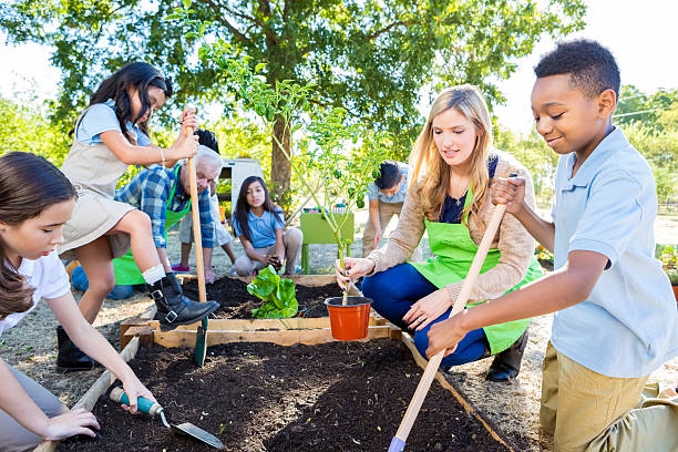 istock Teacher and students gardening during farm field trip 496441138