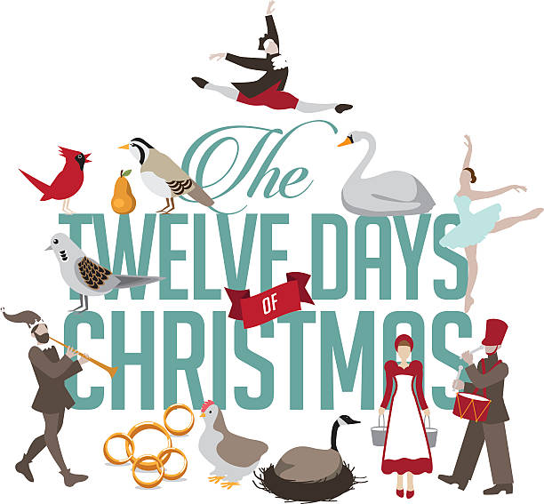 All Twelve days of Christmas All Twelve days of Christmas EPS 10 vector illustration traditional musician stock illustrations