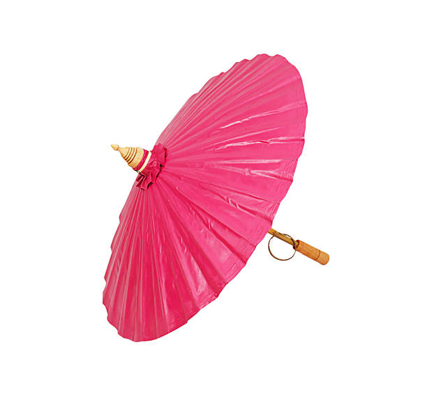istock Pink umbrella handmade on white background 496443000