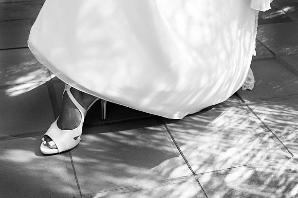 Wedding shoes Detail of a bride's shoes bridal pedicure stock pictures, royalty-free photos & images