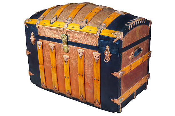 istock Medieval treasure chest isolated on white 496444093
