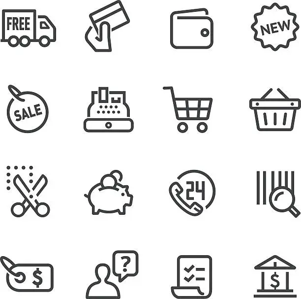 Vector illustration of Shopping and Buying Icons Set - Line Series