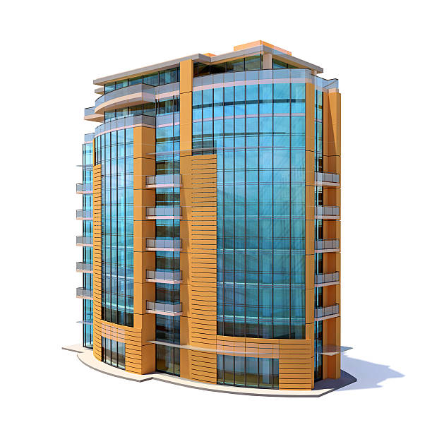 Small sized apartment building, isolated on white background