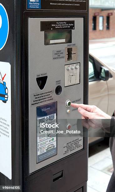 Parking Ticket Station Stock Photo - Download Image Now - Currency, Driver - Occupation, Human Body Part