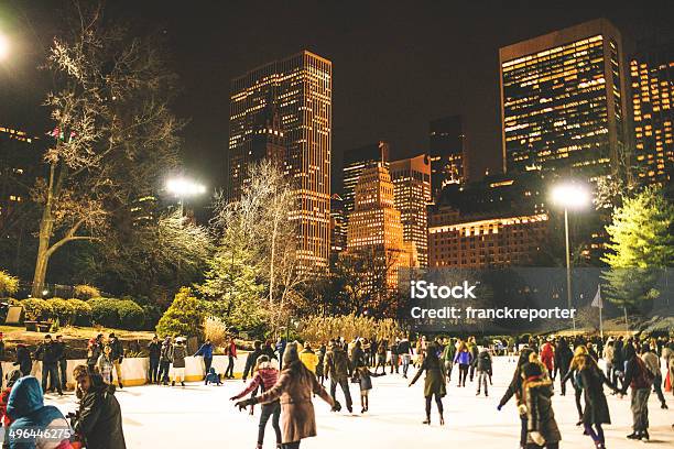 Central Park Ice Rink People Having Fun Stock Photo - Download Image Now - New York City, Ice-skating, Winter