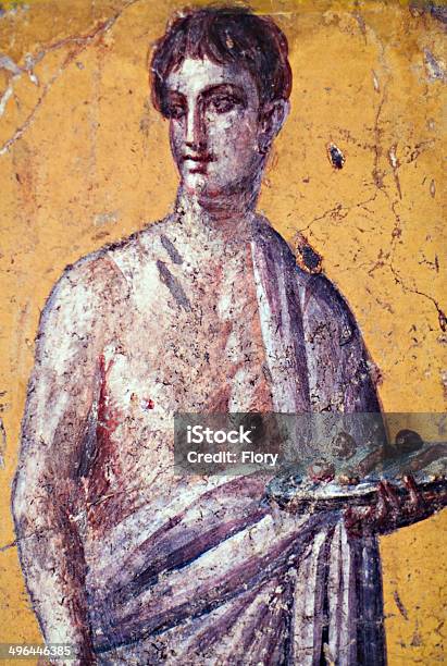Fresco Of Pompeian Man Stock Photo - Download Image Now - Fresco, Roman, Italy