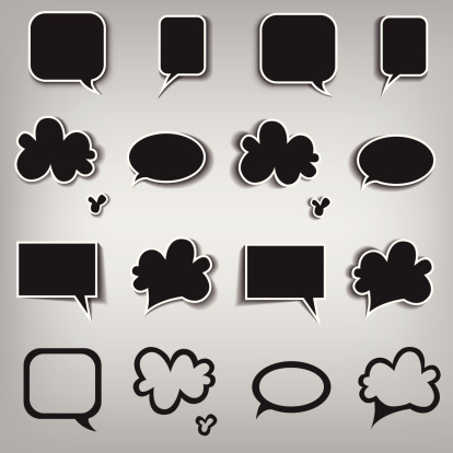 Communication bubbles with dark background for white lettering . Speech bubbles dark. Vector illustration