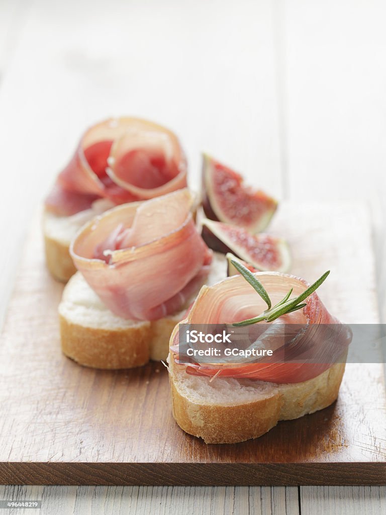 canapes with spanish jamon canapes with spanish jamon, spanish traditional food Appetizer Stock Photo