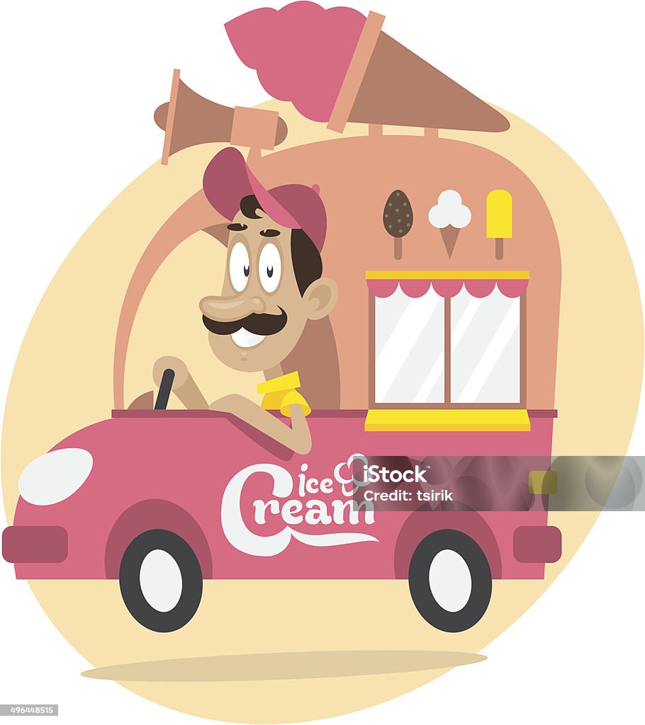 Ice cream truck und freundliche Fahrer - Lizenzfrei Abstrakt Vektorgrafik