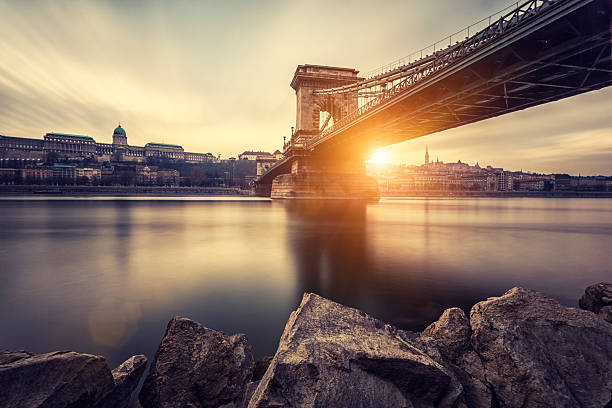 ponte delle catene di budapest - budapest royal palace of buda architectural styles architecture foto e immagini stock