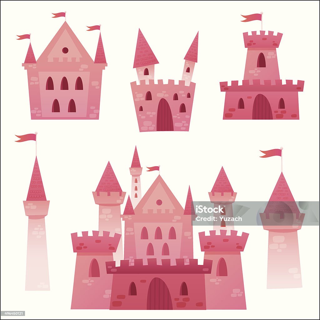 Château médiéval de dessin animé mignon vectorielles - clipart vectoriel de Allégorie libre de droits