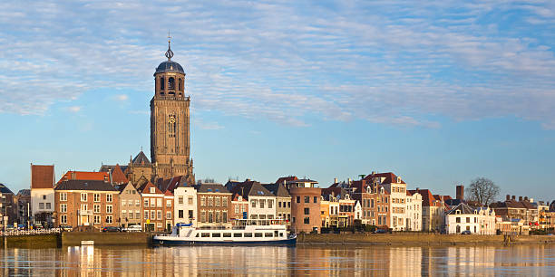Panoramic view of the medieval Dutch city Deventer Panoramic view of the medieval Dutch city Deventer alongside the IJssel river deventer photos stock pictures, royalty-free photos & images
