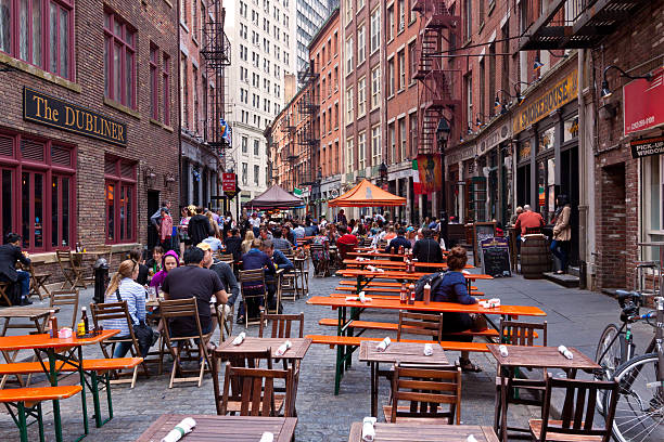 Stone Street, Lower Manhattan, New York City. stock photo