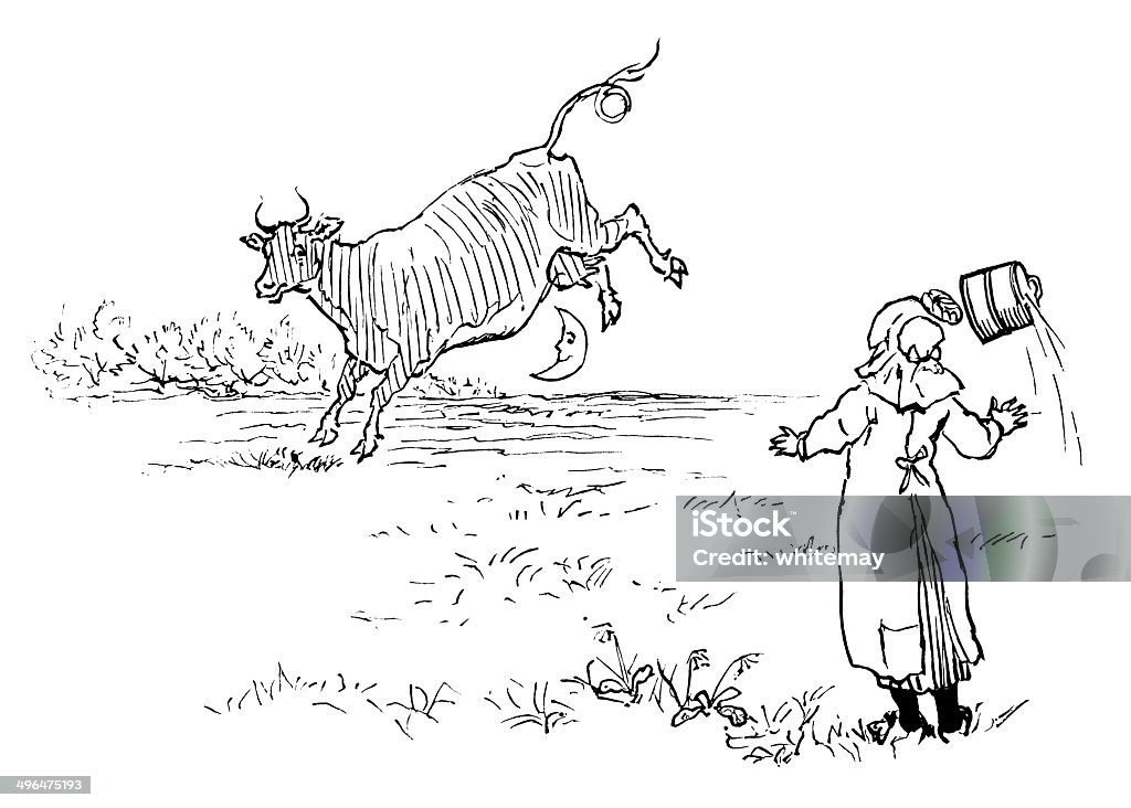 A vaca aproveitou para a Lua - Ilustração de Fêmea de mamífero royalty-free