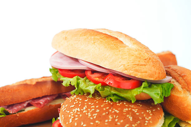 pile of sandwiches close