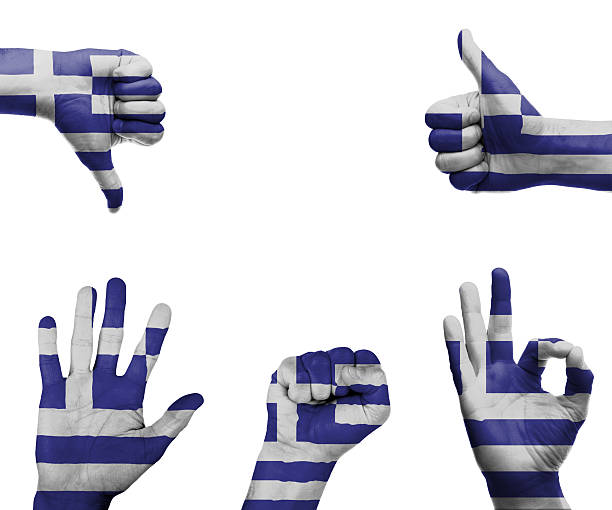 istock Hand set with the flag of Greece 496476309