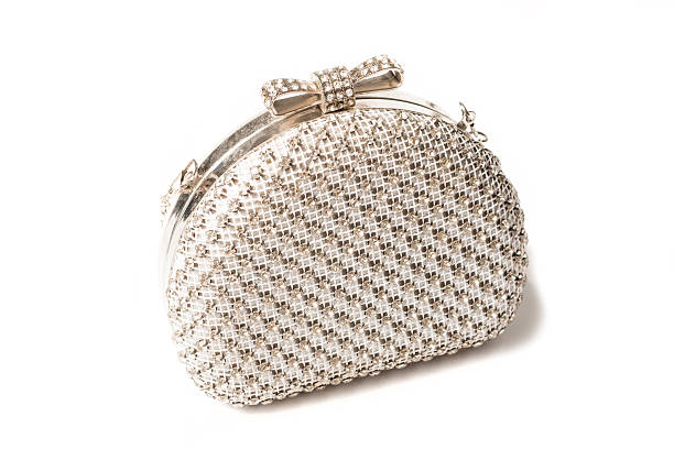 istock White clutch with diamonds on isolated white background 496479470