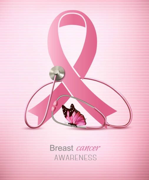 istock Breast cancer awareness ribbon on a pink background. Vector. 496479842