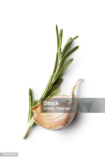 Ingredients Rosemary And Garlic Stock Photo - Download Image Now - Garlic, Rosemary, Herb