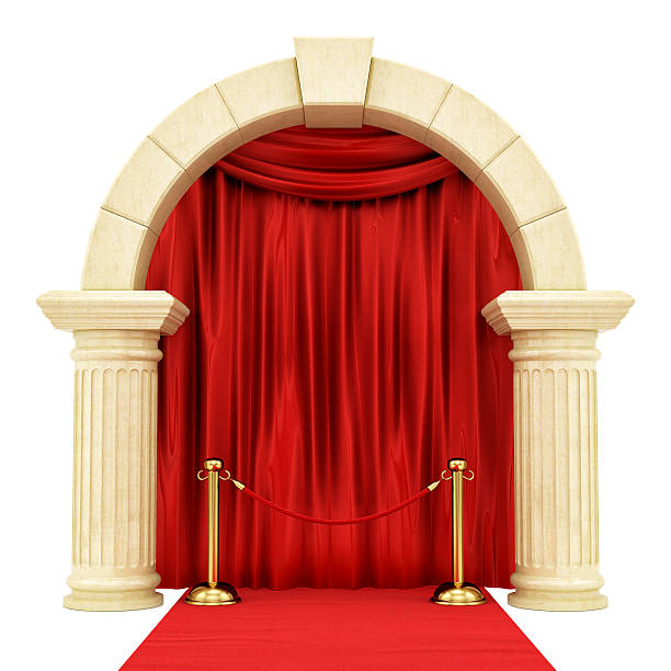istock render of a red carpet with a golden stanchion 496480462