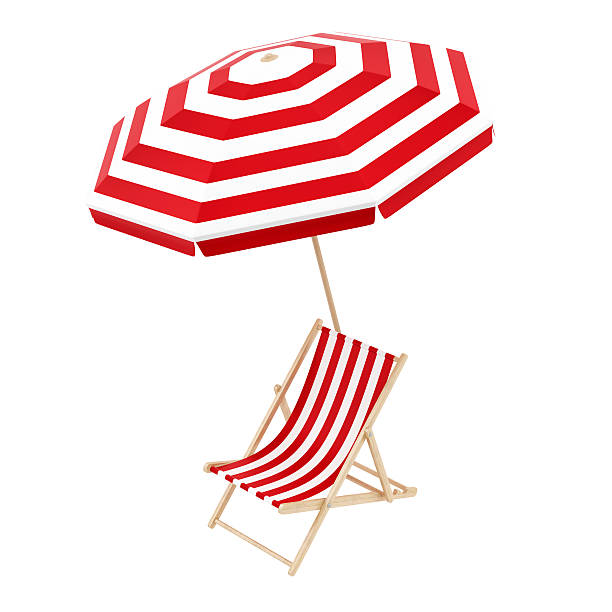 istock render of a deck chair with umbrella 496480526