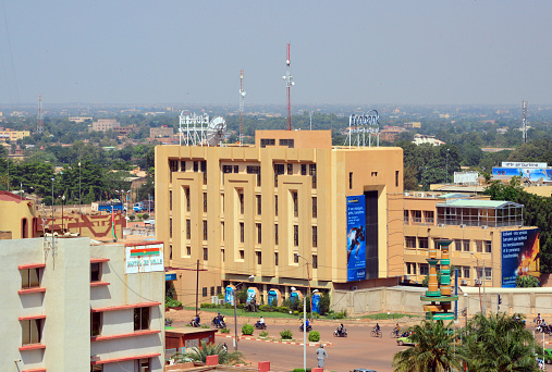 Ouagadougou, Burkina Faso - October 13, 2015: traffic on the famous Film-makers roundabout