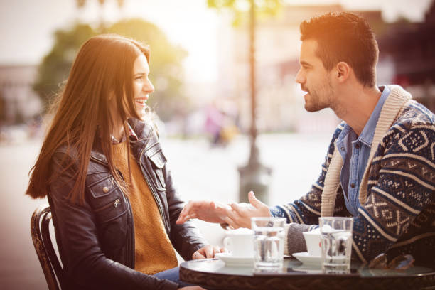 istock Happy young couple in a cafe 496485322