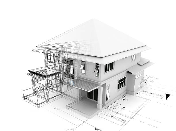 istock 3d render of house on plan 496485804