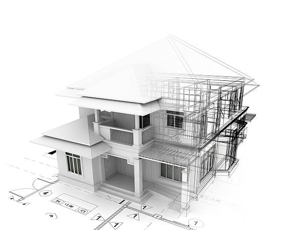 istock 3d render of house on plan 496485838