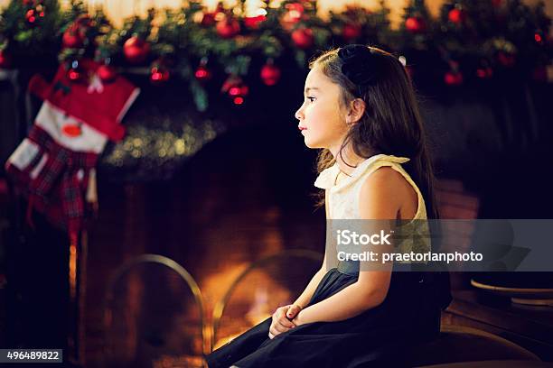 Girl At Xmas Stock Photo - Download Image Now - Christmas, Child, Sadness