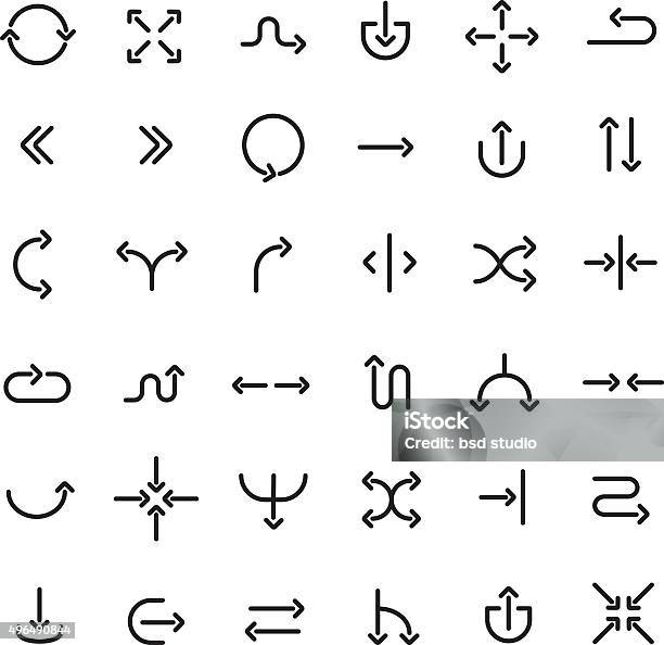Thick Line Navigation Arrows Set Stock Illustration - Download Image Now - Arrow Symbol, Rear View, Symbol