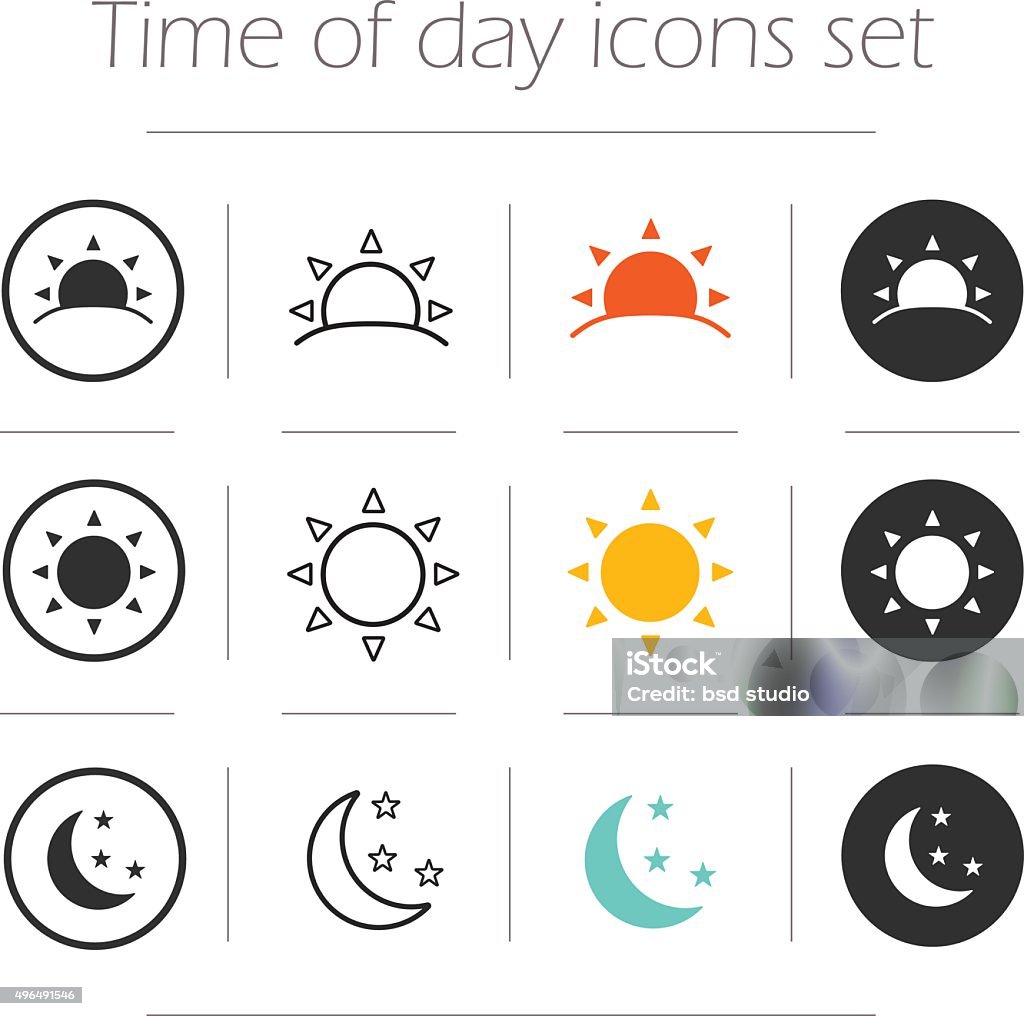 Zeit des Tages einfach icons set - Lizenzfrei Nacht Vektorgrafik