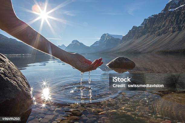 Human Hand Cupped To Catch The Fresh Water From Lake Stock Photo - Download Image Now