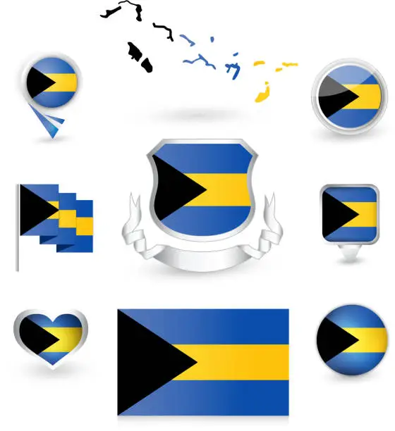 Vector illustration of Bahamas Flag Collection