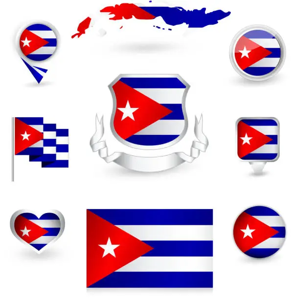 Vector illustration of Cuba Flag Collection