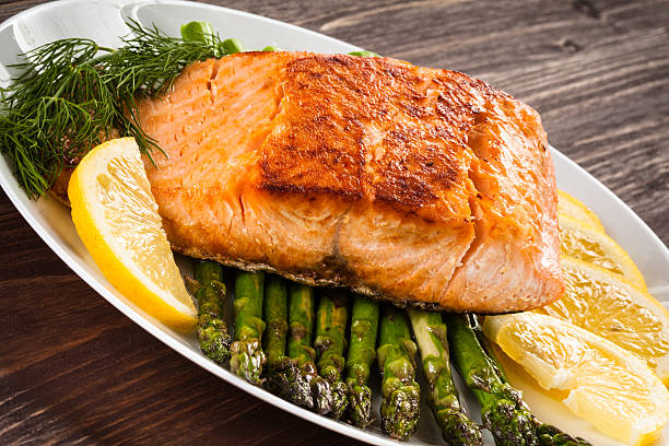 istock Grilled salmon and vegetables 496495118