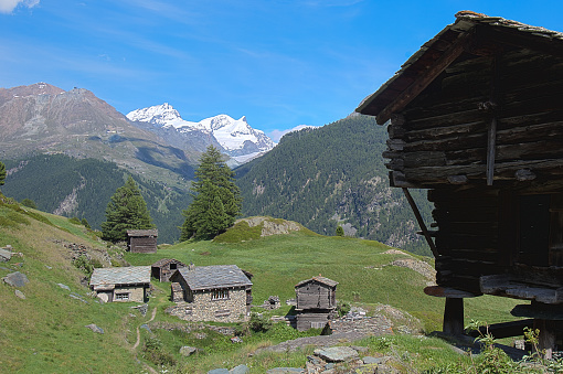 The hamlet of Zmutt near Zermatt comprises of many beautifully maintained traditional timber buildings