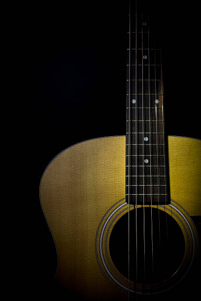 istock Acoustic guitar isolated on black background 496510218