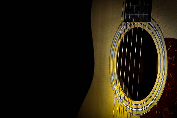istock Acoustic guitar isolated on black background 496510412