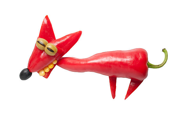 Fox made of pepper and olives