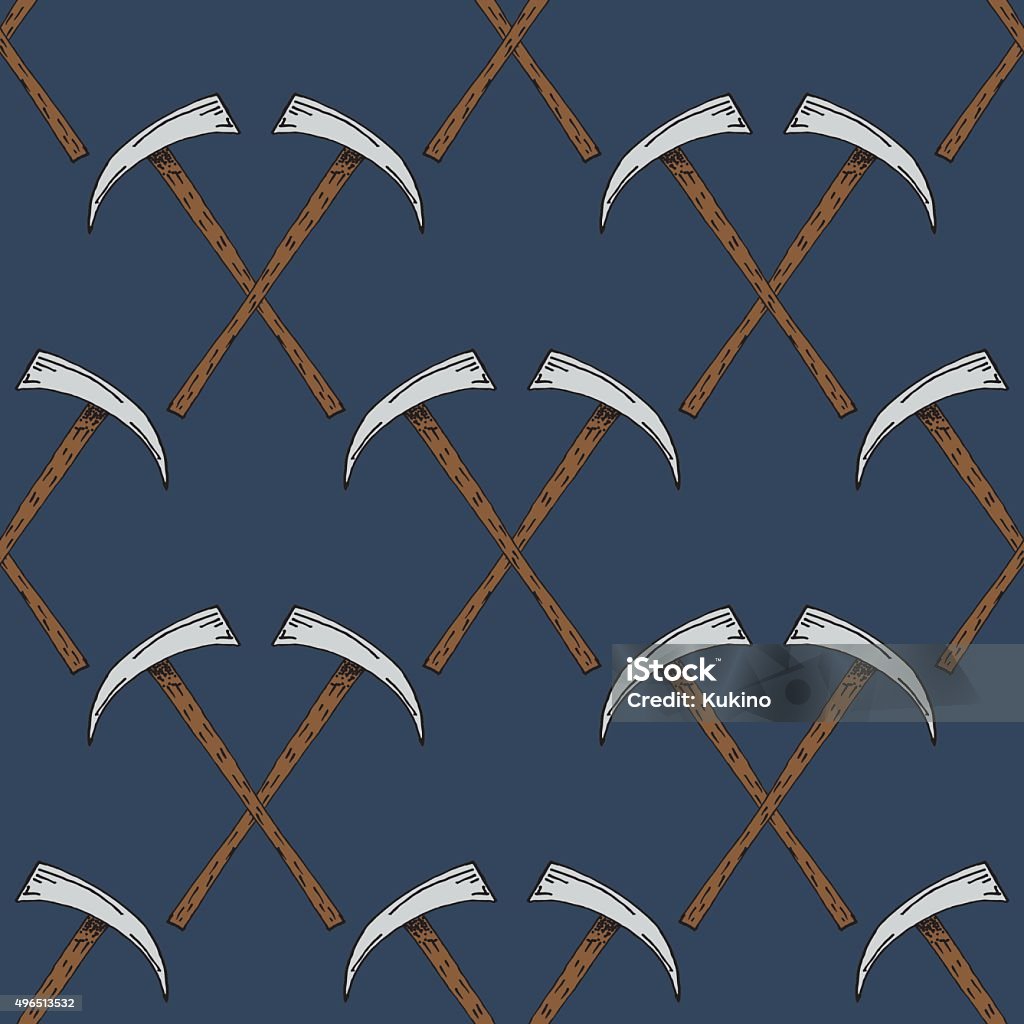 Picaxe Pattern Hand Drawn Pickaxe Illustration Pattern On Blue Background Stock ...
