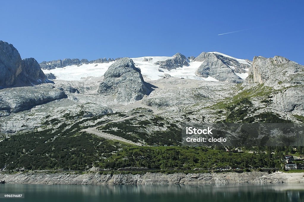Marmolada, Dolomites Marmolada (Passo Fedaia, Trentino Alto Adige, Italy), mountain landscape at summer in a sunny day, the lake Alto Adige - Italy Stock Photo