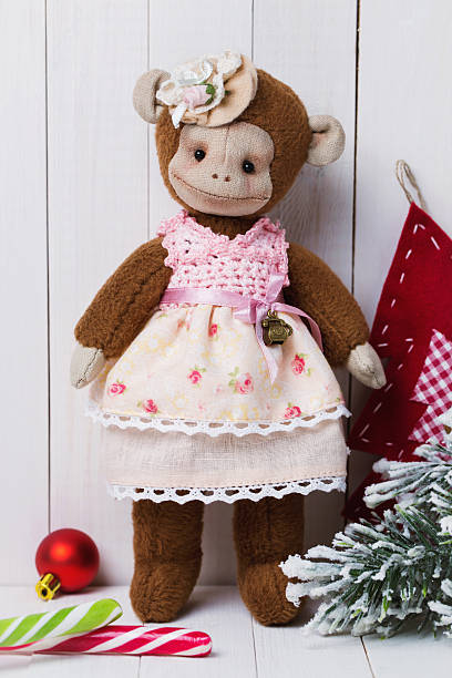 istock Toy Monkey and Christmas decorations 496514698